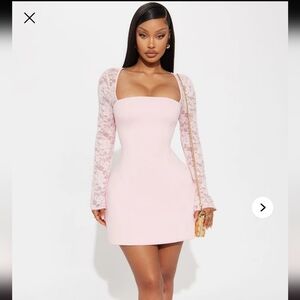 🎀 Lace Long Sleeve Mini Dress